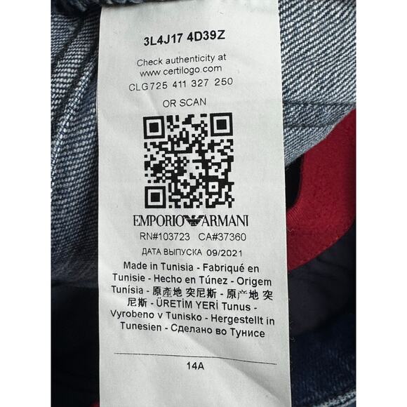 Emporio Armani Kids Logo-Waistband Sim Fit Blue Denim Jeans - 14A (29x31.5) - Picture 5 of 6